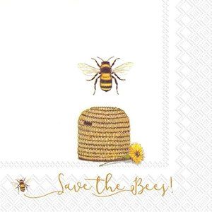 2 Spring 3-Ply Paper Luncheon Napkins, Save The Bees, 20-Count set of 2